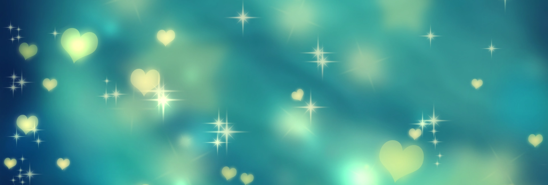 Teal Background With Sparkling Hearts 1920X650